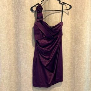 One shoulder satin formal dress